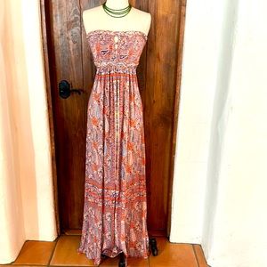 Paisley SKY Strapless maxi dress